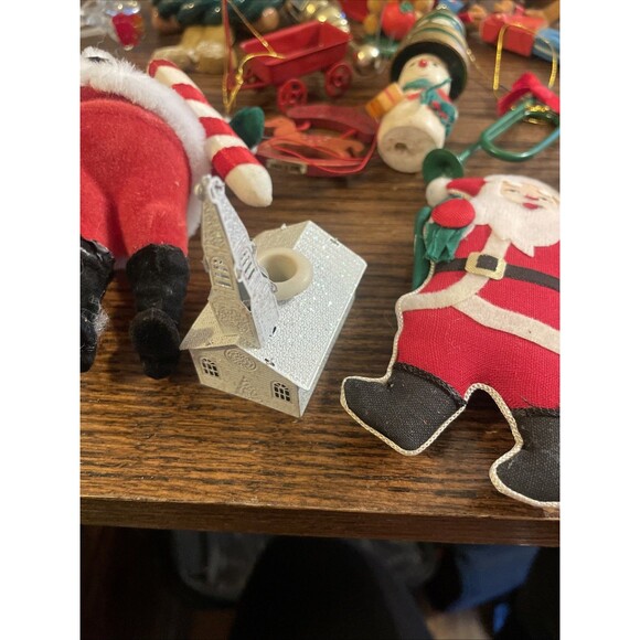 Vintage Christmas Ornament Lot Santa Lenox Hong Kong Horse Bear Glass Wood - Picture 10 of 10